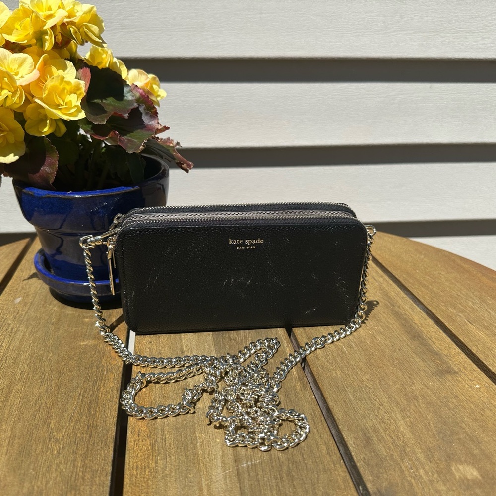 Kate Spade Black Silver Chain Crossbody Bag